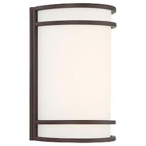 Lola 7.25 in. Bronze Sconce with Frosted Glass Shade