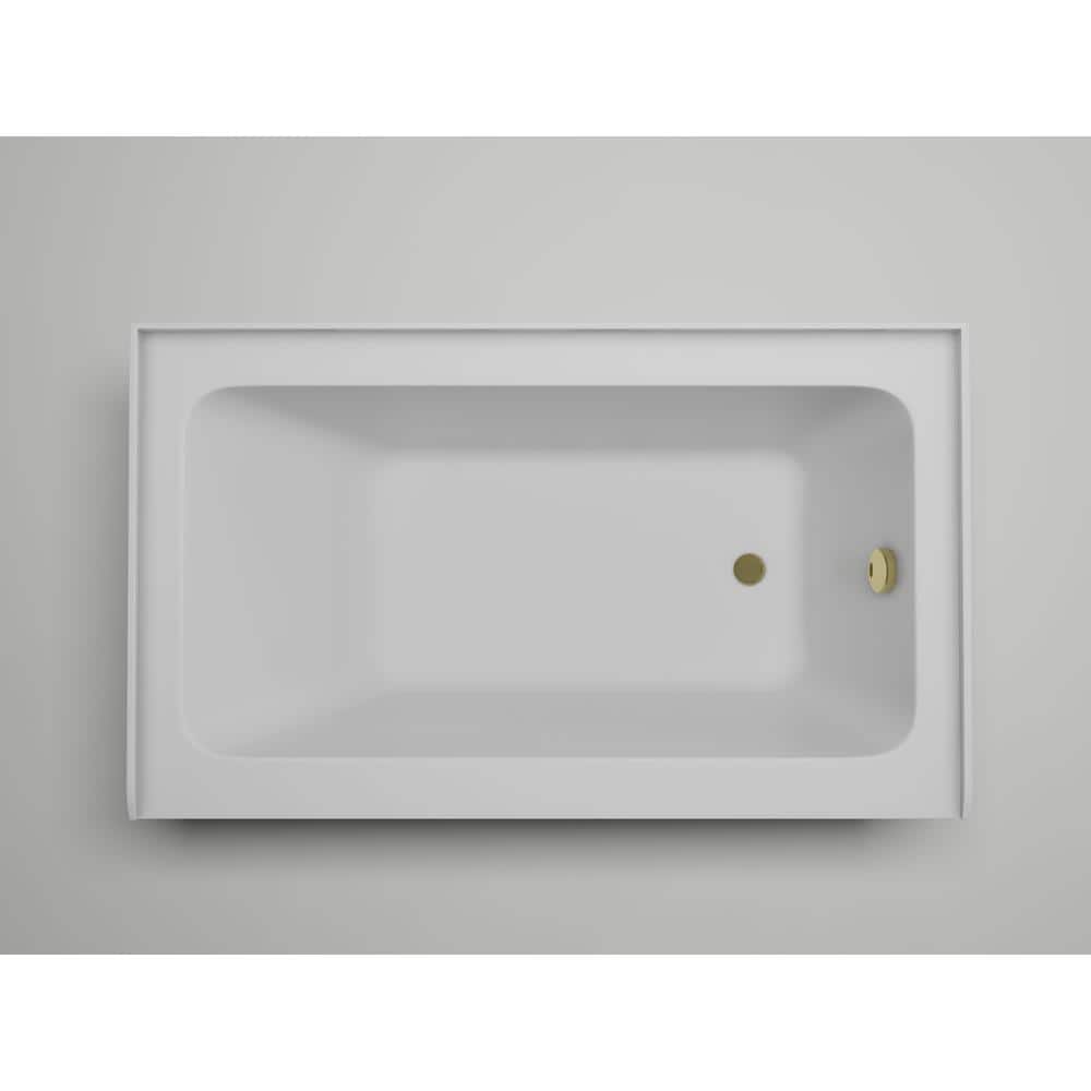 White Acrylic 54-Inch Alcove Soaking Bathtub with Right Drain
