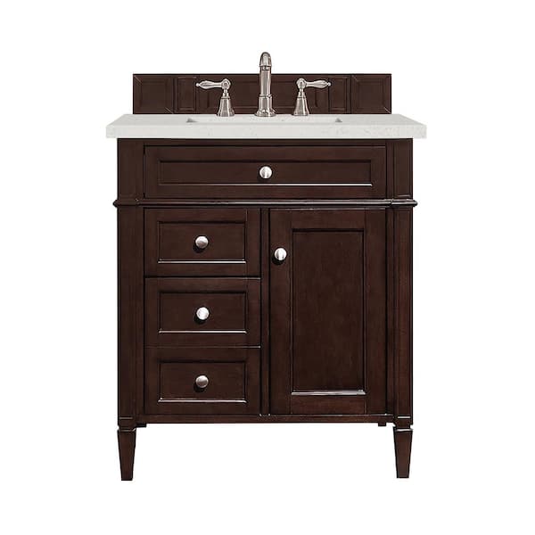 James Martin Vanities Brittany 30.0 in. W x 23.5 in. D x 34.0 in. H Single Vanity in Burnished Mahogany with Lime Quartz Top