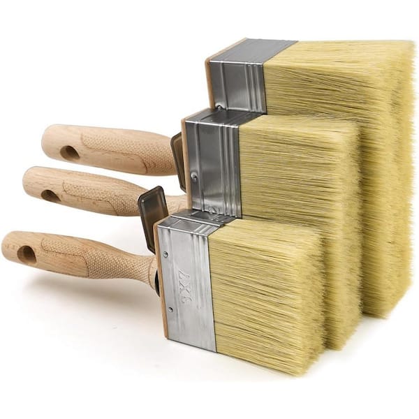 3 Size Deck Stain Brush Set Wood Handle for Wall Fence Floor Painting 70mm 120mm 150mm 3-Piece