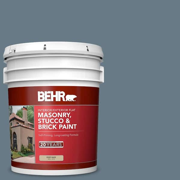 BEHR 5 gal. #N490-5 Charcoal Blue Flat Interior/Exterior Masonry, Stucco and Brick Paint