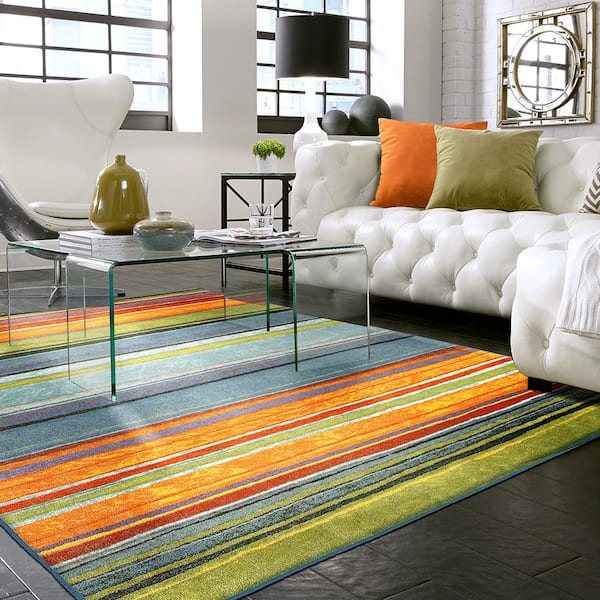 Rainbow Multi 7 ft. 6 in. x 10 ft. Striped Area Rug