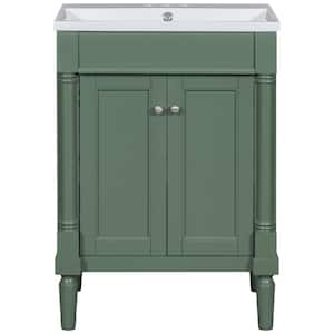 Victoria 24 in. W x 18 in. D x 34 in. H Freestanding Single Sink Modern Bath Vanity in Green with White Top