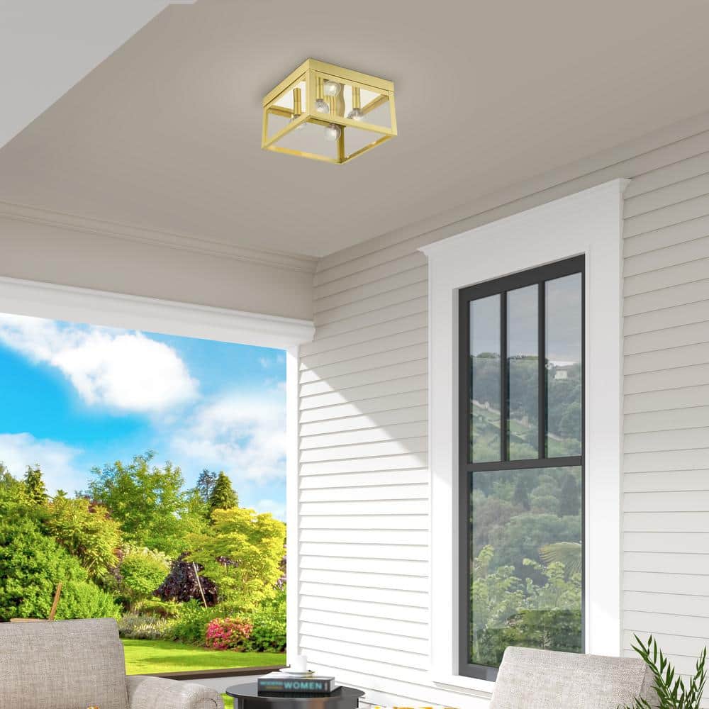 Elegant Satin Brass 4-Light Flush Mount with Clear Glass