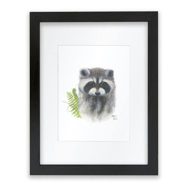 Unbranded Woodland Littles 2 "Raccoon" by Alyssa Lewis Individual Black Framed with Mat Animal Art Print 14 in. x 11 in.