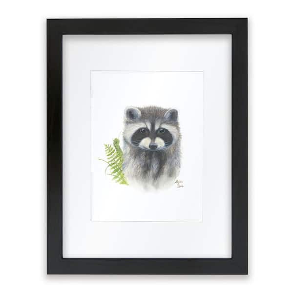 Unbranded Woodland Littles 2 "Raccoon" by Alyssa Lewis Individual Black Framed with Mat Animal Art Print 20 in. x 16 in.
