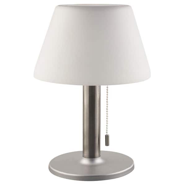 BAZZ 11 in. White Solar Powered Integrated LED Table Lamp