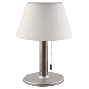 11 in. White Solar Powered Integrated LED Table Lamp
