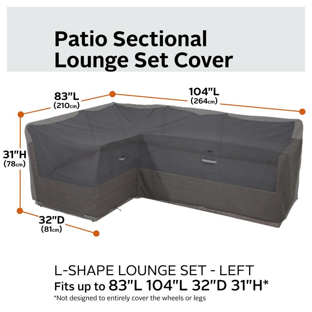 Ravenna Dark Taupe Water-Resistant Patio Sectional Cover