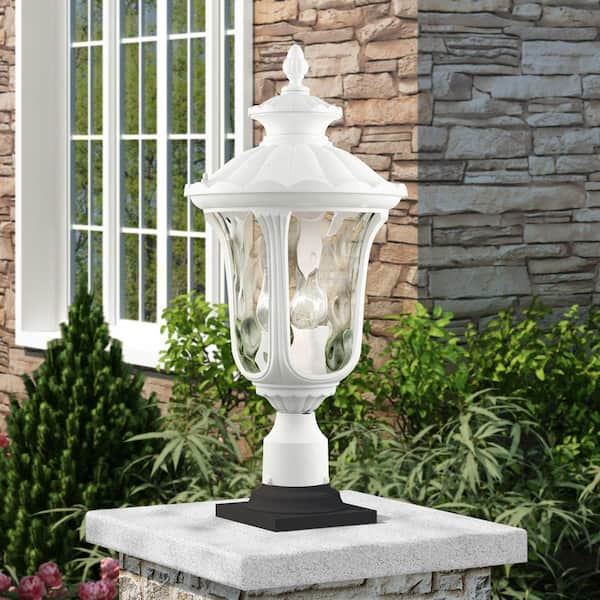 AVIANCE LIGHTING Whitingham 3-Light Textured White Cast Aluminum Hardwired Outdoor Waterproof Post Light