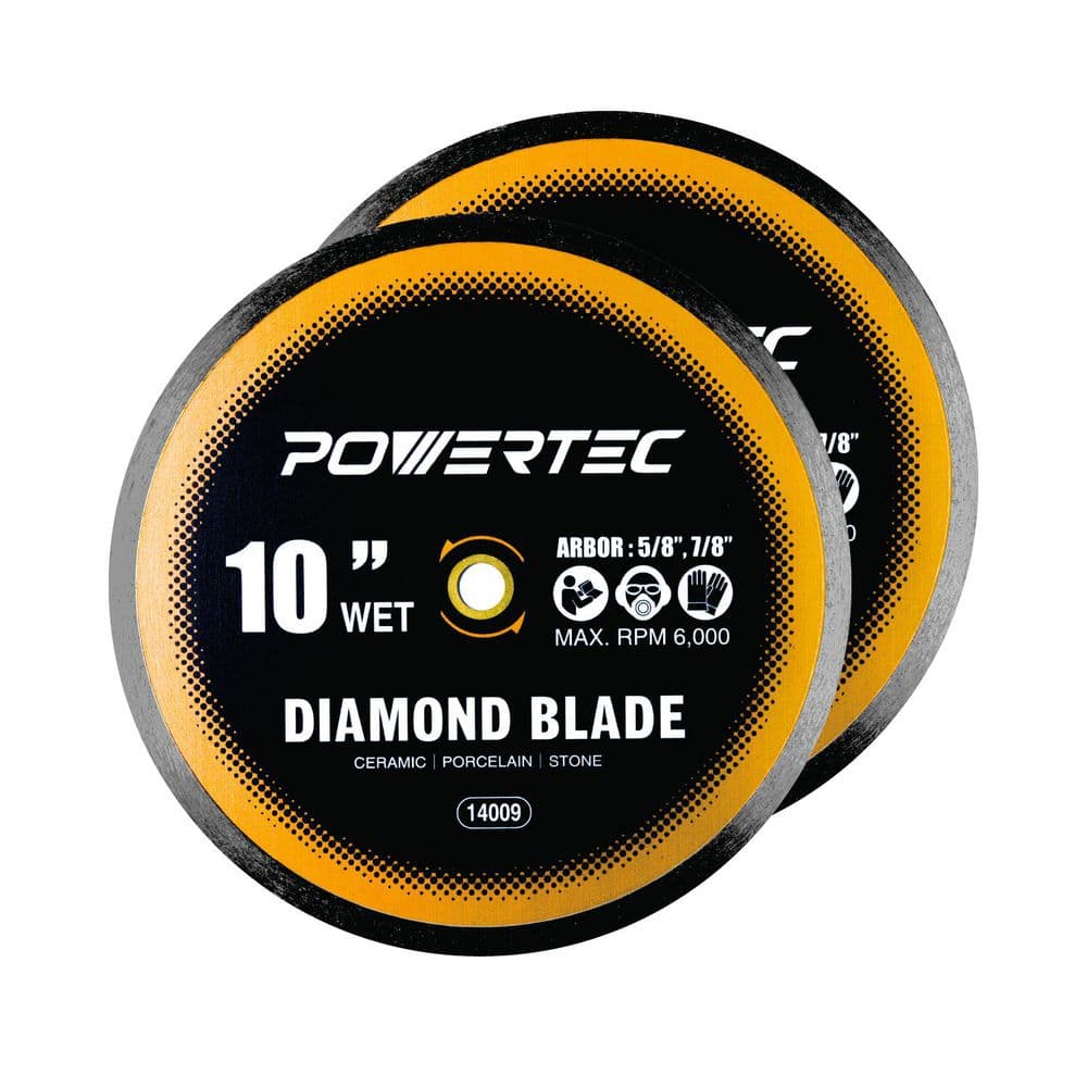 10 in. Continuous Rim Diamond Blades for Wet Tile Saw - Cutting Ceramic, Porcelain, Natural Stone Tile (2-Pack) price history on PriceWatchPro