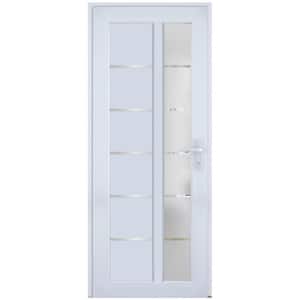 8088 30 in. W. x 80 in. Left-hand/Inswing Frosted Glass White Silk Metal-Plastic Steel Prehend Front Door with Hardware