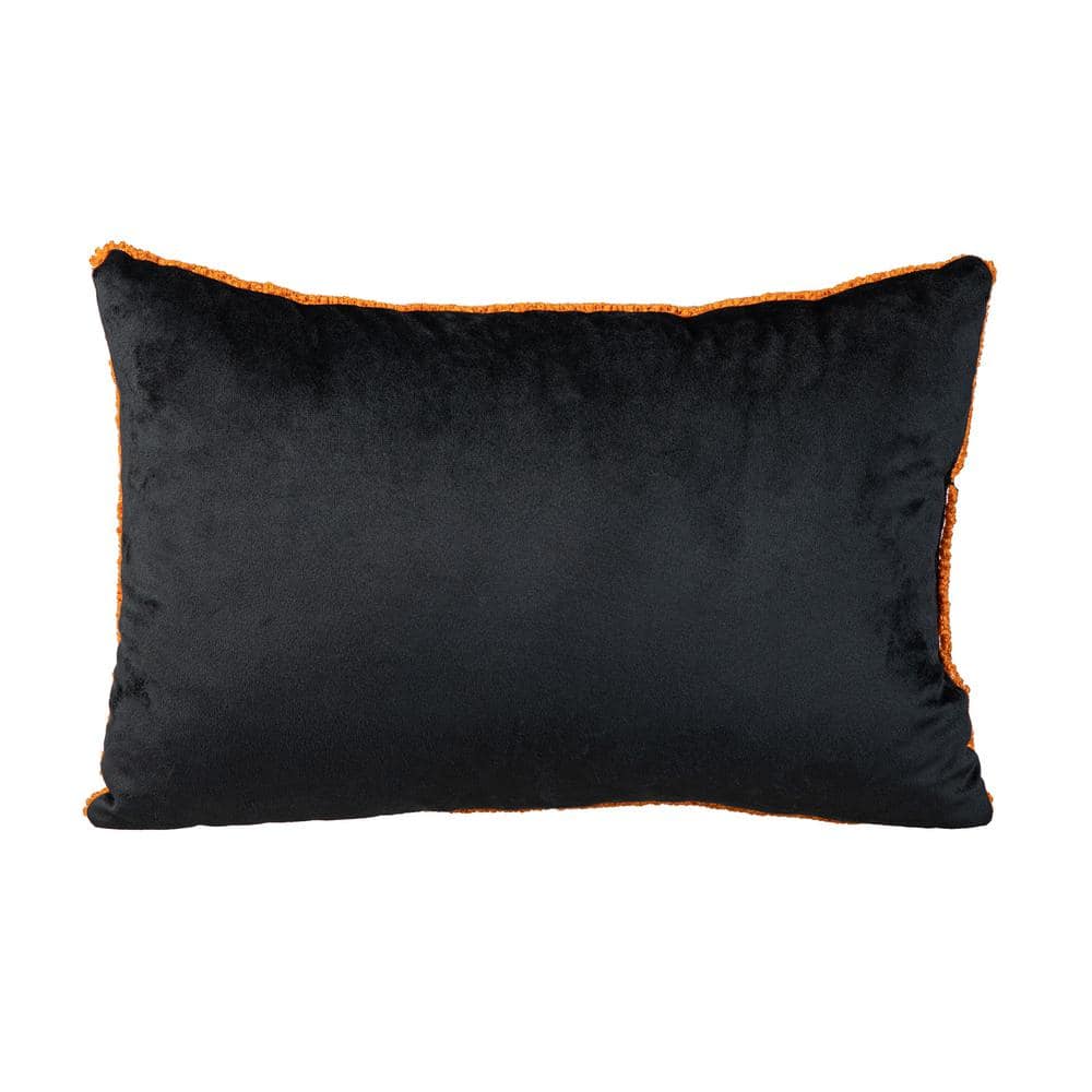 Handmade Black Halloween Pumpkins Rectangular Throw Pillow