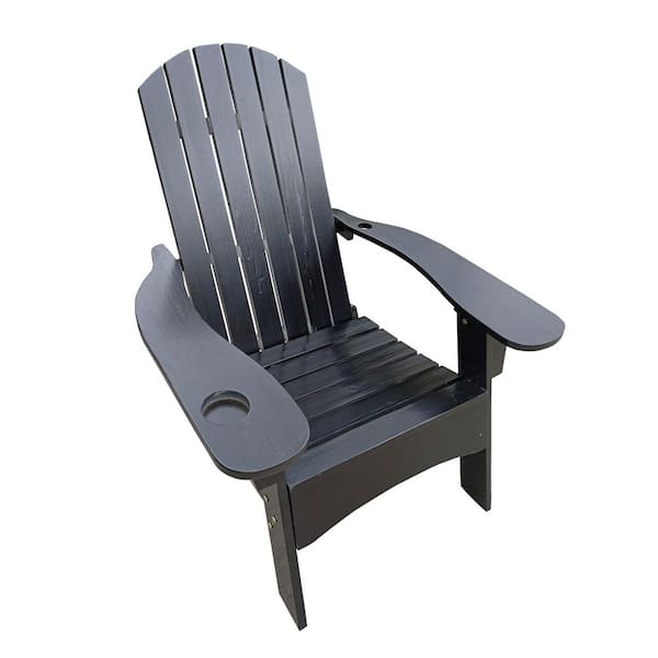 Unbranded Classic Black Outdoor or Indoor Wood Adirondack Chair with an Hole