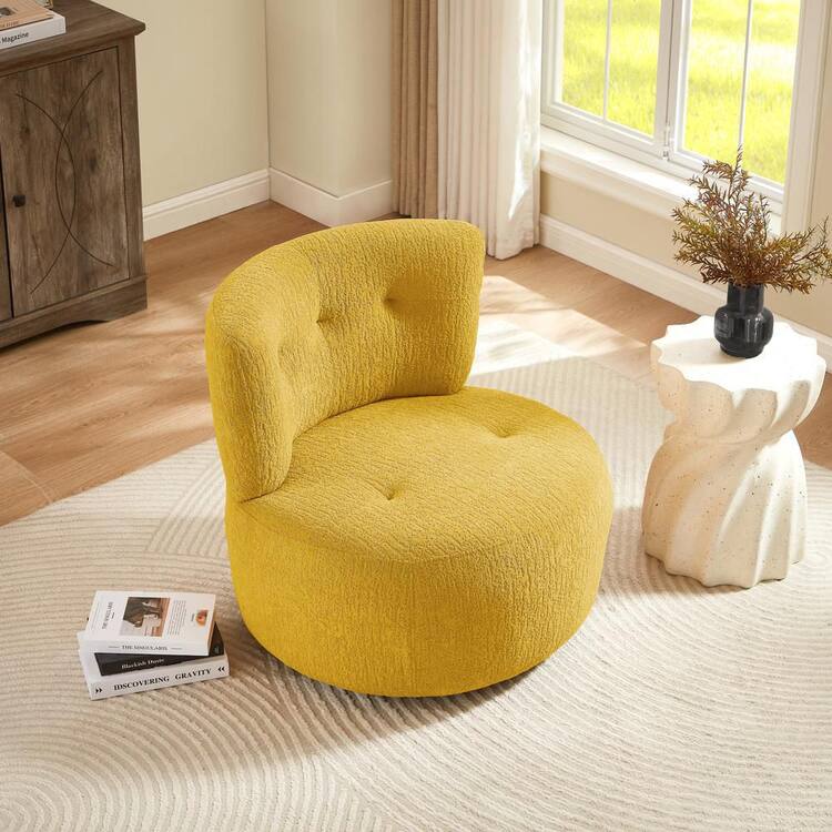 Art Leon Arcozy Yellow Fabric Modern Swivel Barrel Chair