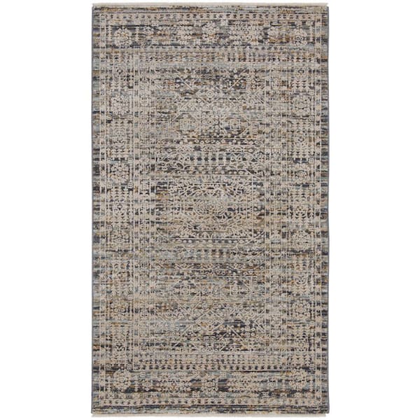 Nourison Lynx Ivory Slate 3 ft. x 5 ft. All-over design Transitional Area Rug