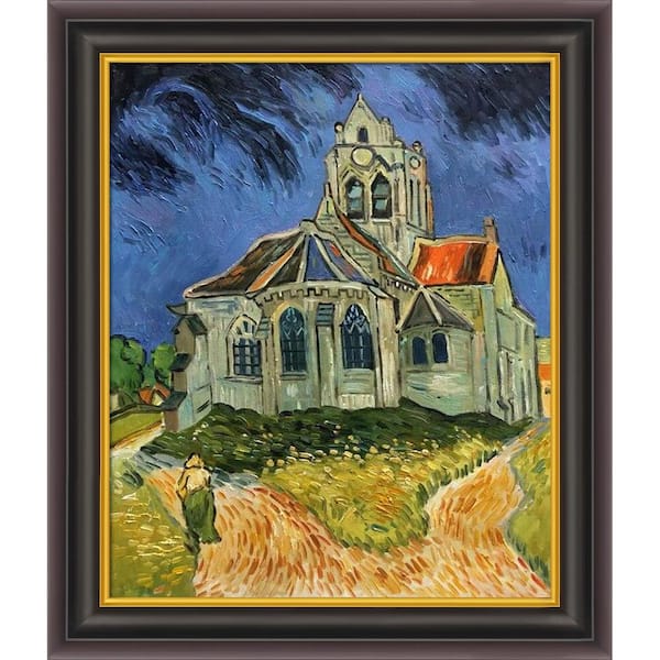 LA PASTICHE Church at Auvers by Vincent Van Gogh Opulent Framed Abstract Oil Painting Art Print 26 in. W. x 30 in.