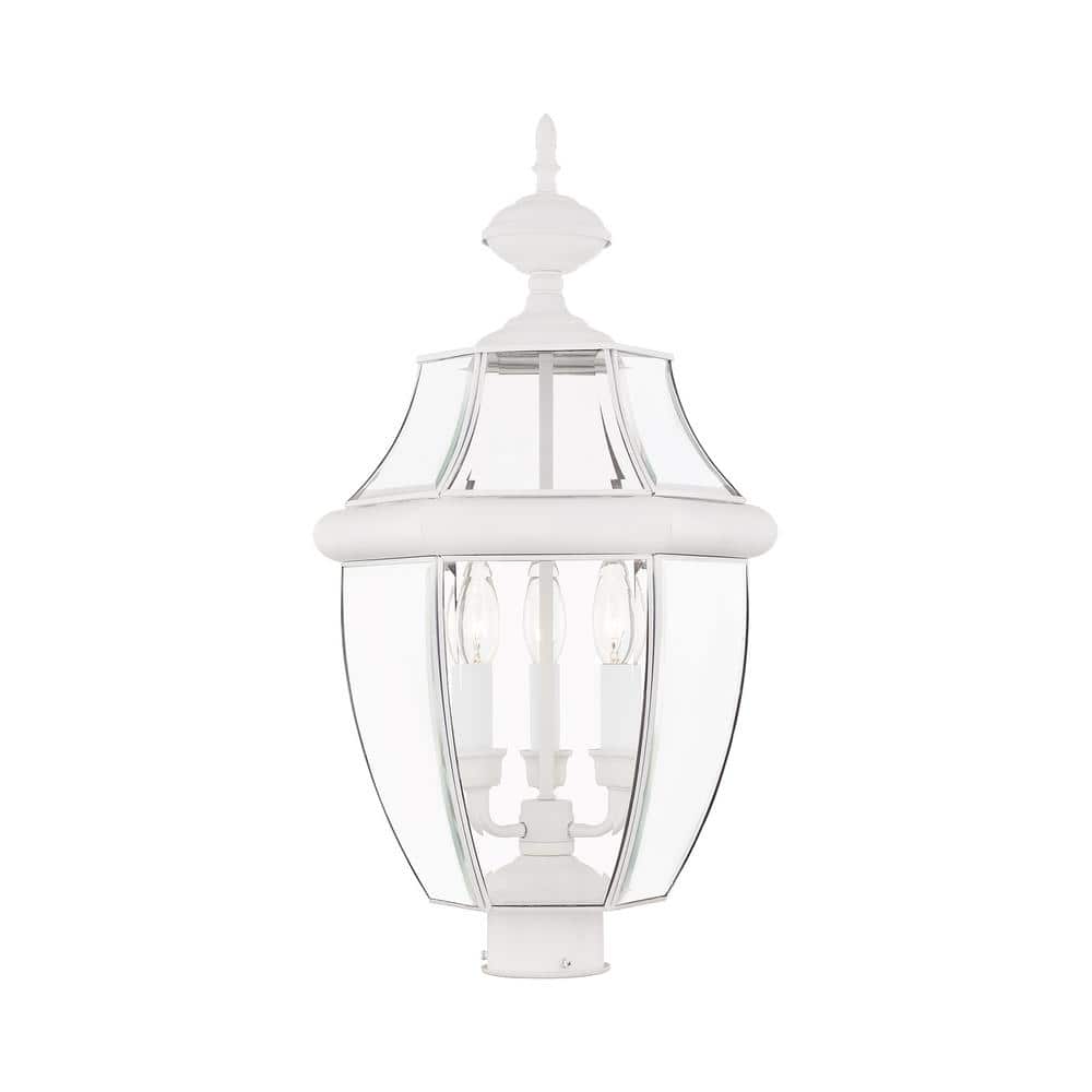 Aston 23.5 in. 3-Light White Cast Brass Hardwired Outdoor Rust Resistant Post Light with No Bulbs Included price history on PriceWatchPro
