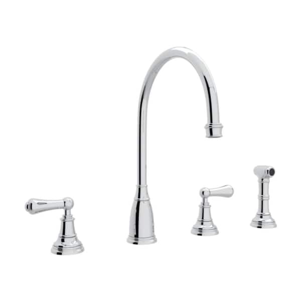Georgian Era 2-Handle Standard Kitchen Faucet with Side Spray in Polished Chrome