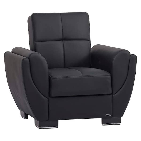 Ottomanson Basics Air Collection Convertible Black Armchair with Storage