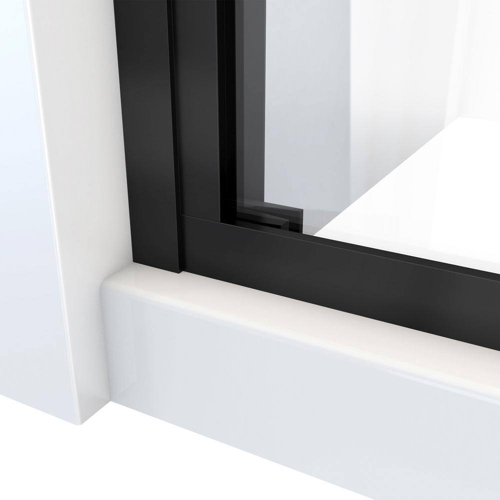 Matte Black 56-60" W x 72" H Semi-Frameless Sliding Shower Door