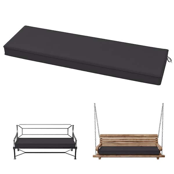 42 in. x 18 in. x 3.5 in. Rectangular Outdoor Porch Swing Bench Cushion Grey