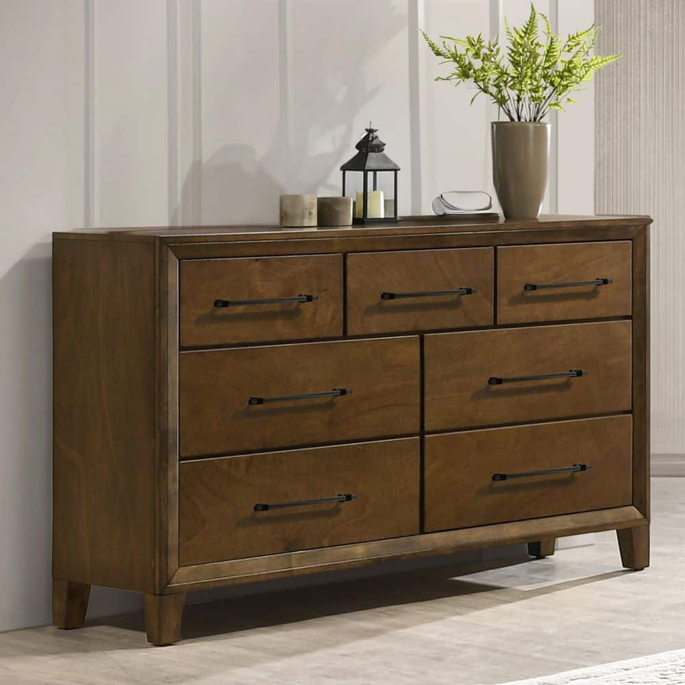 navy blue dress with brown belt Ashley Furniture Covetown Dark Brown Dresser and Mirror (Online Special Price) main image 0