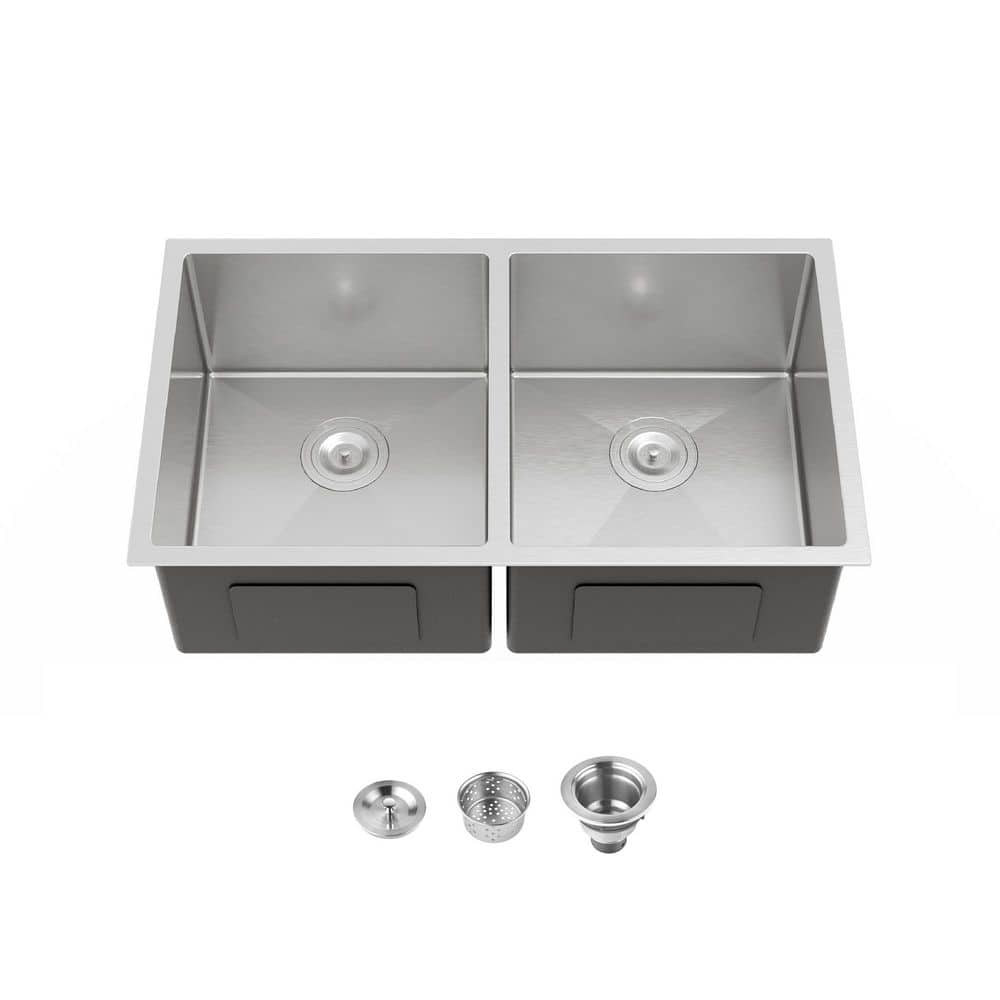 ｍｉｅ3199 S コラゲリード Coporesell 33 in. Undermount Double Bowl (50/50) 20-Gauge Gray