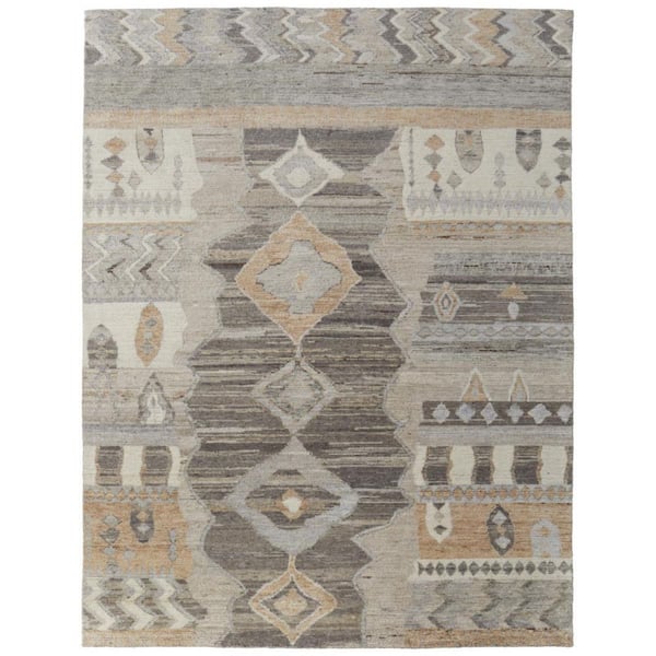 9 ft. x 13 ft. Ivory, Gray, Orange Moroccan Area Rug