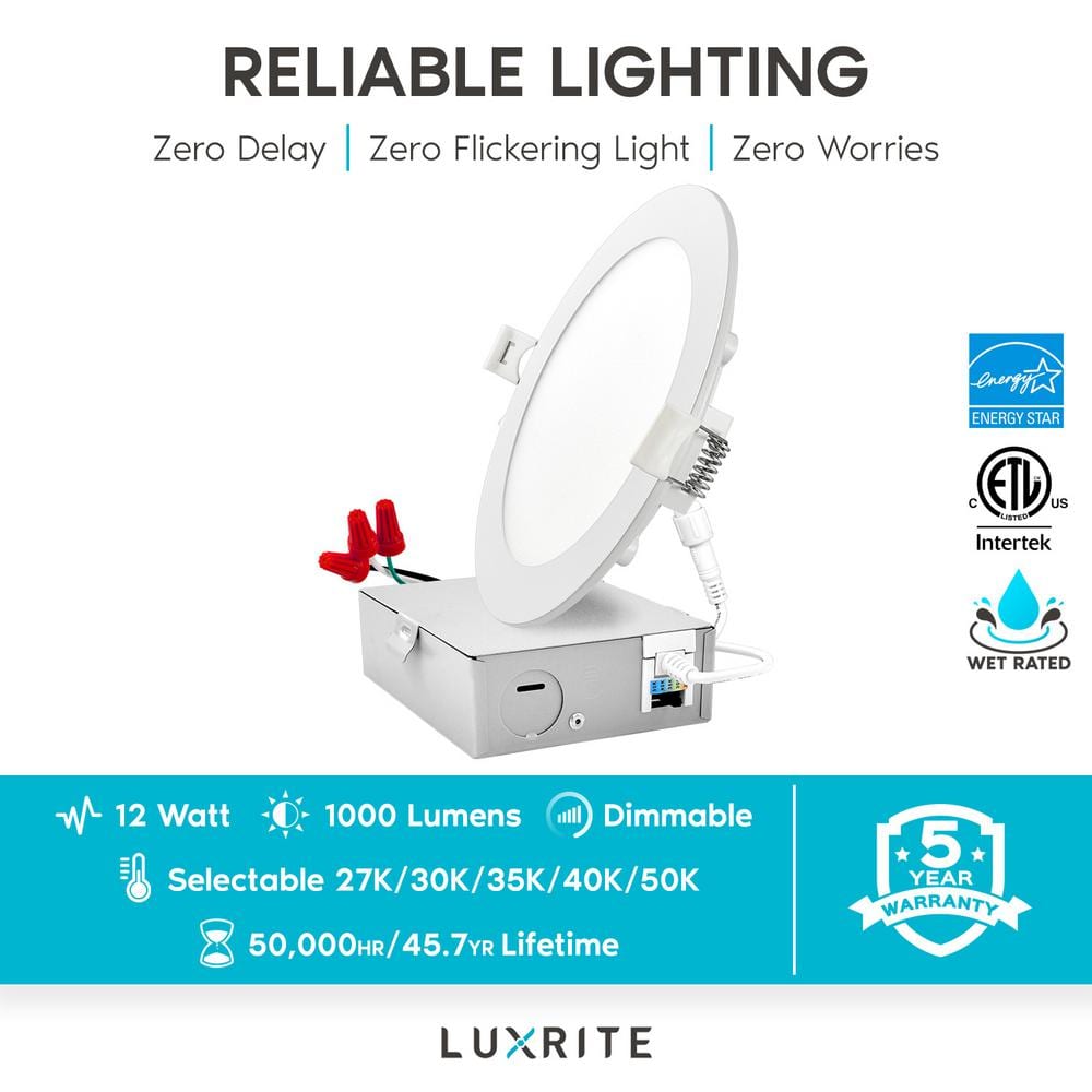 6.62'' White Ultra Thin LED Recessed Lighting Kit