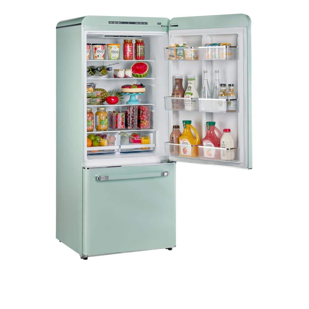 Summer Mint Green 18 Cu. Ft. Bottom Freezer Refrigerator with Ice Maker