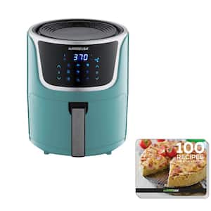 5 qt. Mint/Silver Electric Air Fryer with Digital Touchscreen and Recipe Book