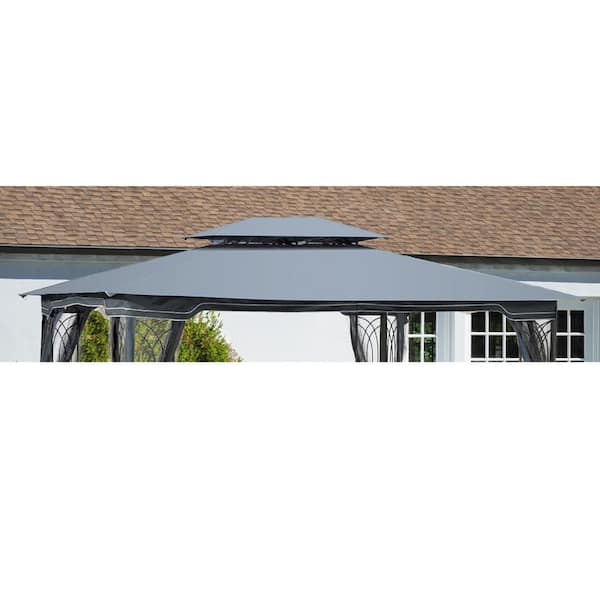 Xzkai 10 ft. x 10 ft. Outdoor Patio Gazebo Replacement Canopy in Gray