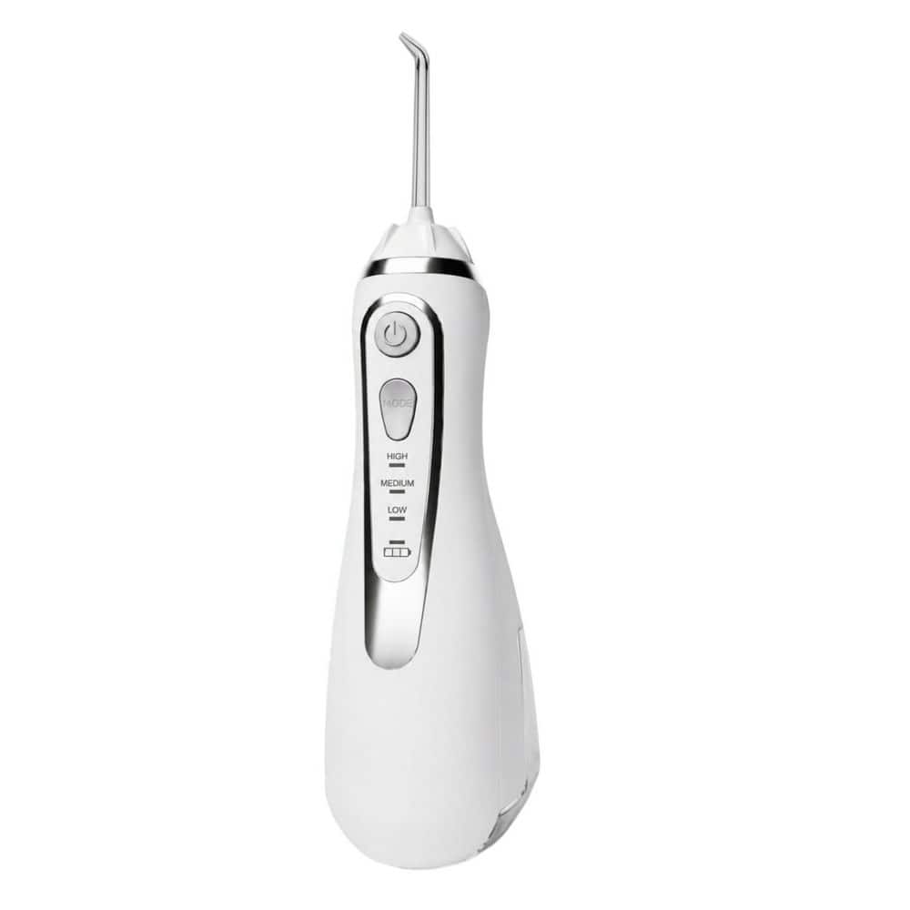 Cordless Advanced Portable Water Flosser Rechargeable White with 360-Degree Tip, 4 Tips and USB Charger