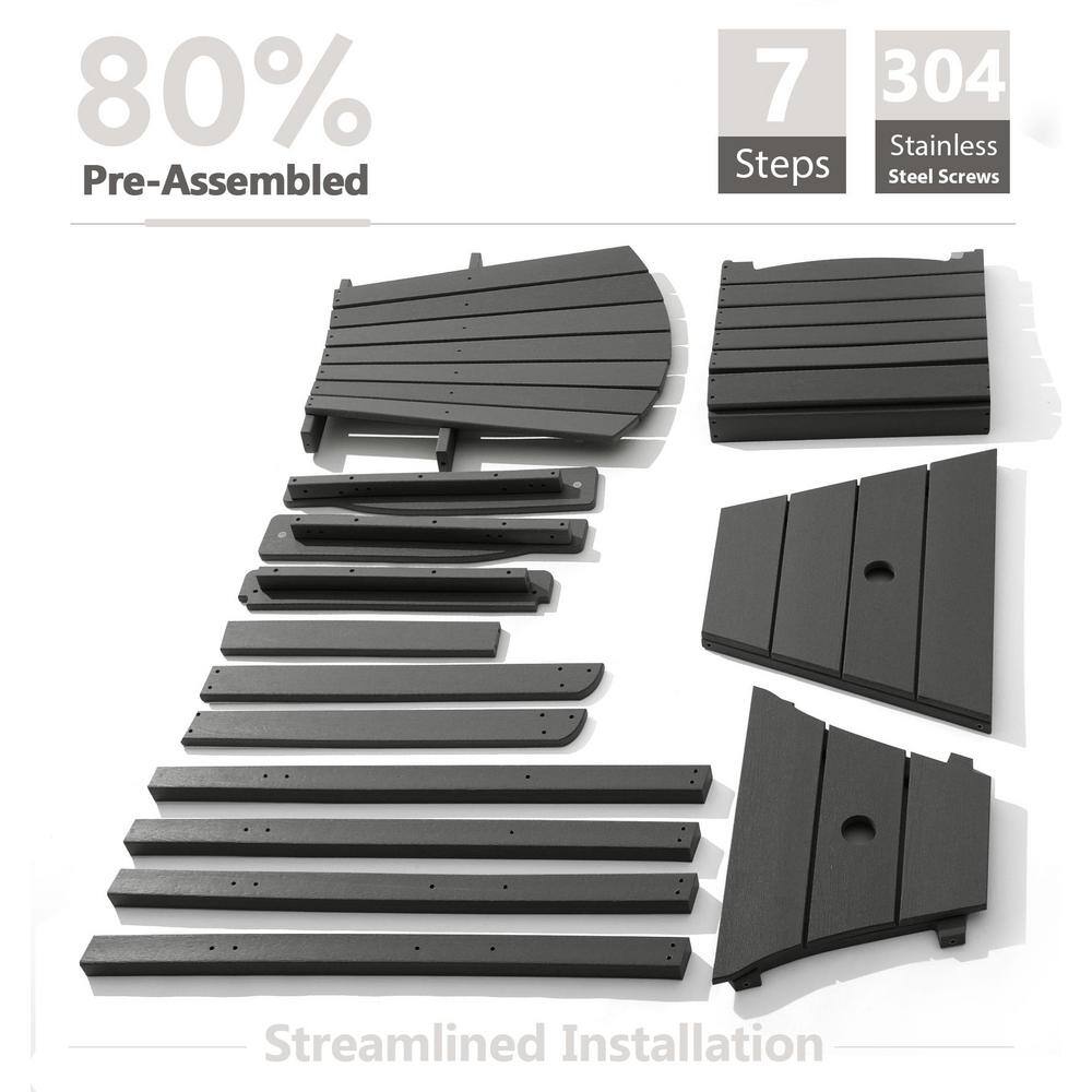 Dark Gray Tall Adirondack Bar Chairs with Removable Trays