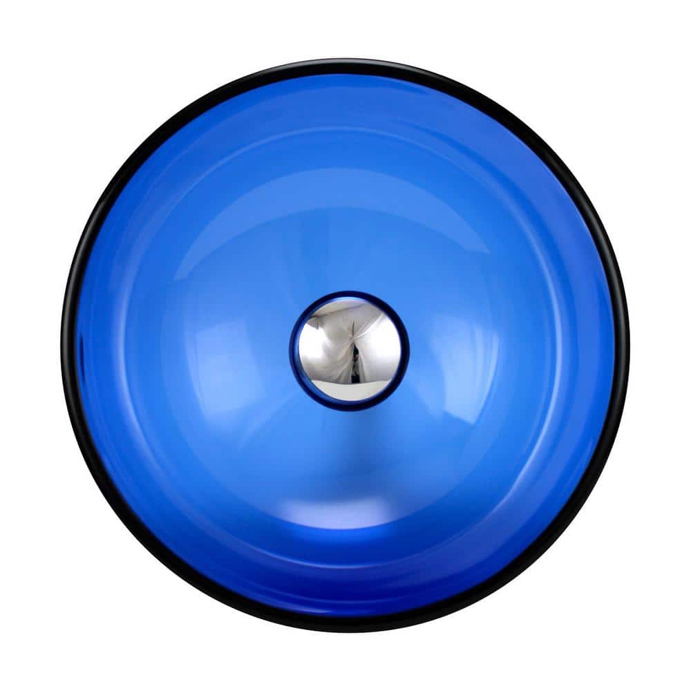 Blue Tempered Glass Above-Counter Vessel Sink