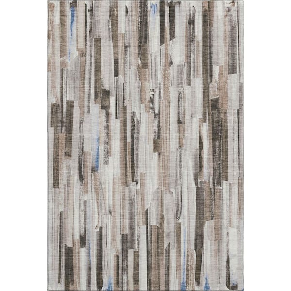 Mayfield Premium Machine Washable Abstract AMF2255 Khaki 5 ft. x 7 ft. 6 in. Area Rug