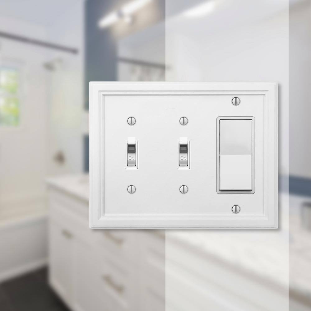 Elly White Composite 3-Gang Wall Plate with Toggle and Rocker