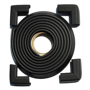 12 ft. Edge and Corner Safety Cushion Roll Plus Corners in Black (4-Pack)