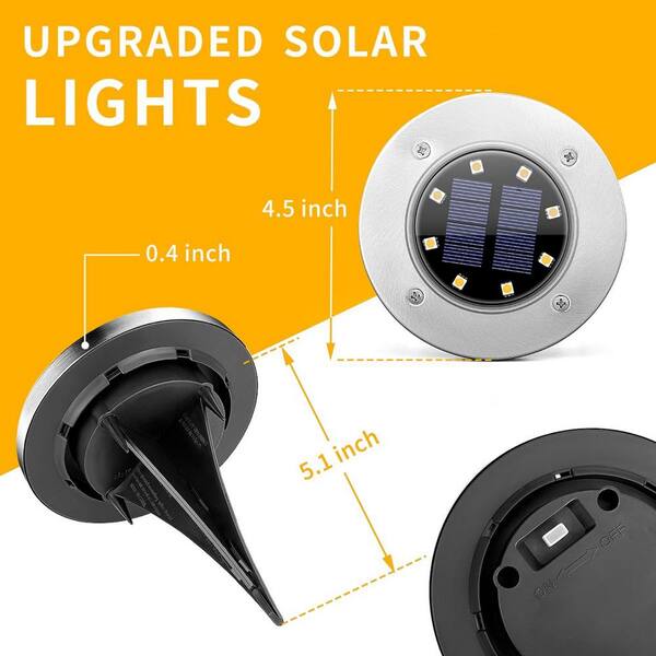 Angel Sar Cold Solar Ground Lights, 8 LED Garden Lights Solar Powered (12-Pack)