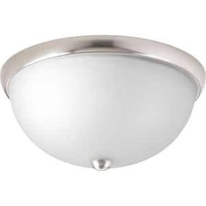 Glass Domes Collection 2-Light Brushed Nickel Flush Mount with Etched Glass Bowl