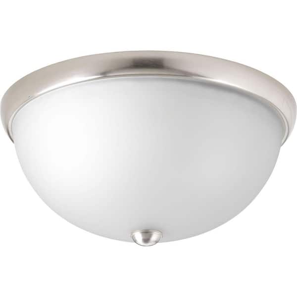 Progress Lighting Glass Domes Collection 2-Light Brushed Nickel Flush Mount with Etched Glass Bowl