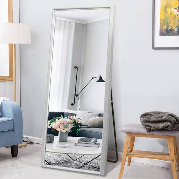 Pexfix Grey Modern Frame With Gold Edge Large Full Length Floor Mirror Standing Leaning Or Hanging In Living Room Us Lj163ps010 Fgm The Home Depot Pexfix Grey Modern Frame With Gold Edge, Big Full Length Floor Mirror