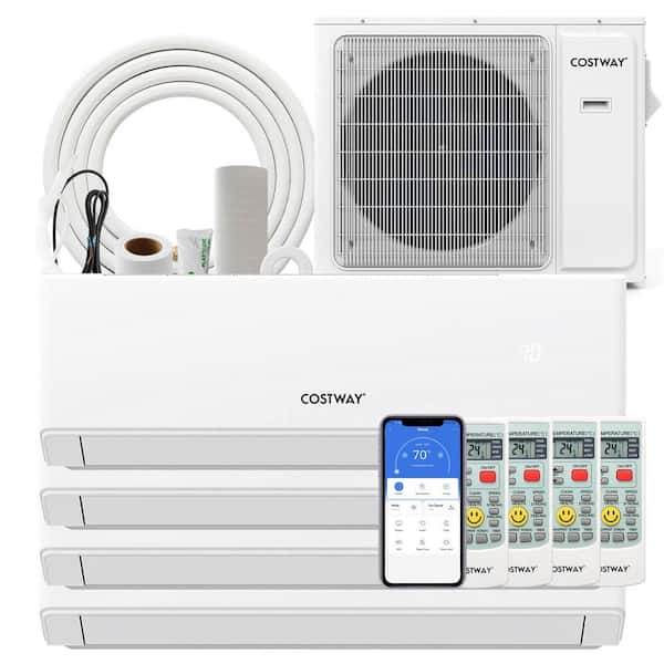 Costway 36k BTU 4-Zone 12K Plus 12K Plus 12K Plus 12K BTU Mini Split Air Conditioner 23 SEER2 Wifi Enabled