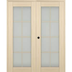 Vona 72"x 80" Right Hand Active 8-Lite Frosted Glass Loire Ash Wood Composite Double Prehung French Door