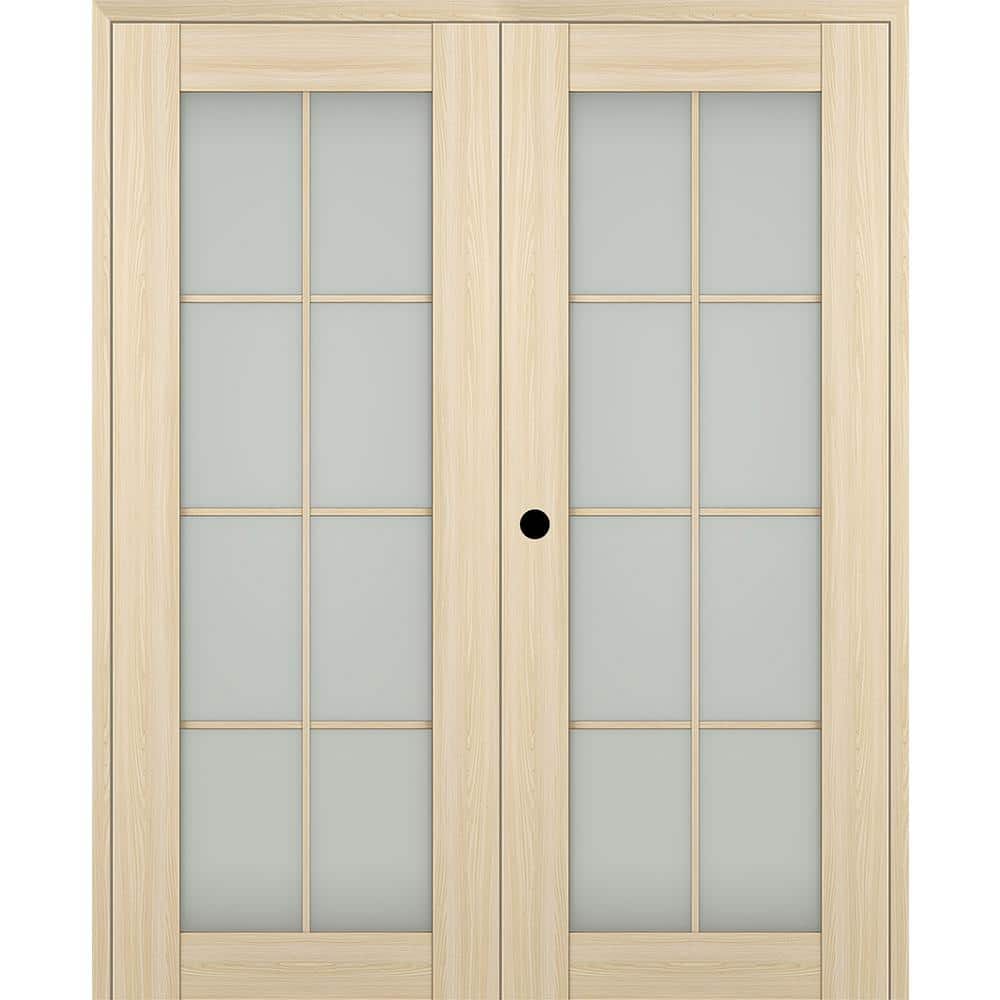"Vona 60""x 84"" Right Hand Active 8-Lite Frosted Glass Loire Ash Wood Composite Double Prehung French Door" price history on PriceWatchPro