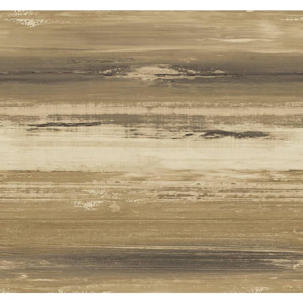 Seabrook Designs 60.75 sq. ft. Metallic Toffee Horizontal Watercolor Paper Unpasted Wallpaper Roll
