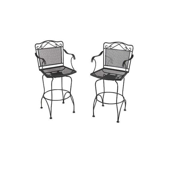 Unbranded Wrought Iron Black Swivel Patio Bar Chairs (2-Pack)-DISCONTINUED