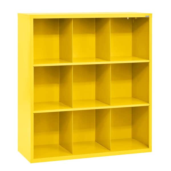 Sandusky 52 in. H x 46 in. W x 18 in. D Yellow Steel 9-Cube Storage Organizer