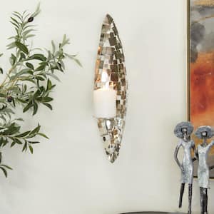 Silver Stainless Steel Pillar Wall Sconce with Hammered Pattern